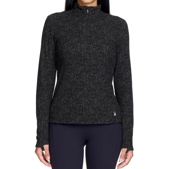Spyder Ladies' Fleece Printed Half Zip, Black/Gray, Small, NWT - Picture 1 of 16